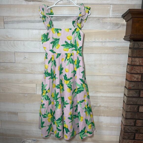 J. Crew Pink Lemon Square Neck MIDI Dress Women’s Size 4 - Picture 4 of 10